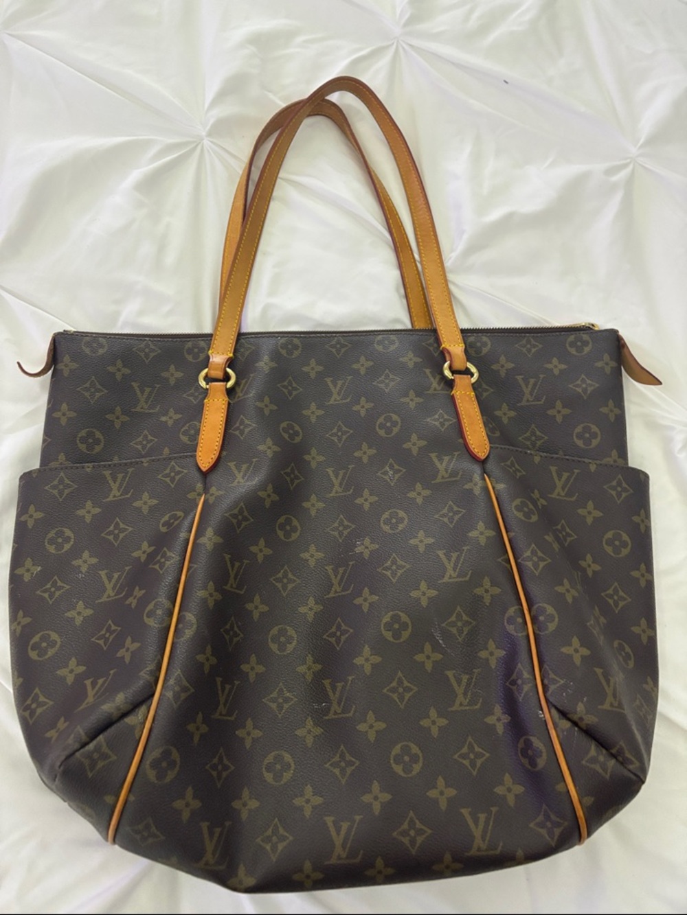 Luxury Monogram Canvas Tote with Tan Leather Handles
